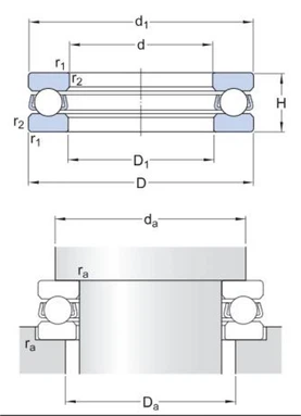 Drawing of the 51160 M thrust ball bearing Drawing of the 51160 M thrust ball bearing